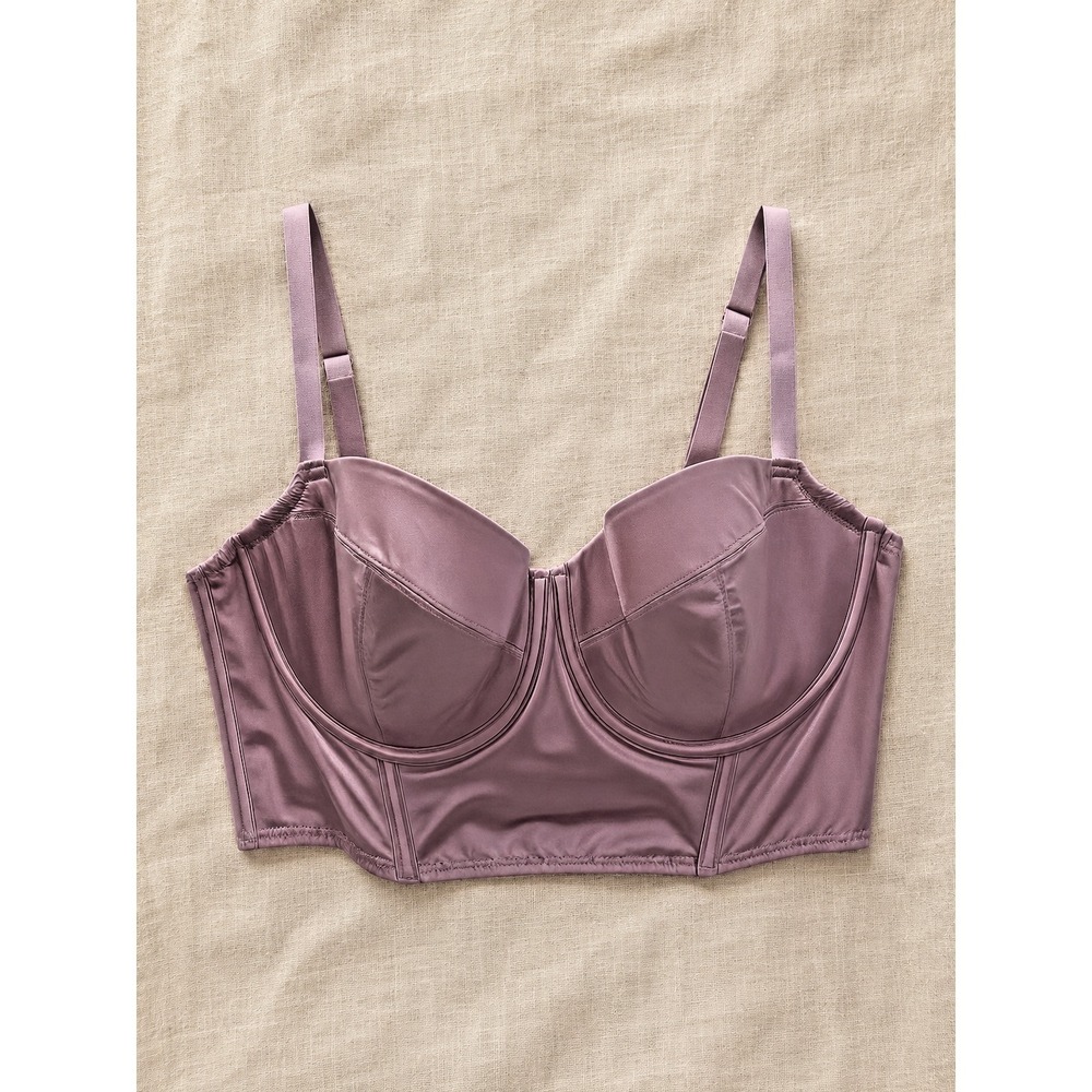 Auden Pink Blush Satin Bustier Corset Crop Top Womens Size L Romantic Date Night